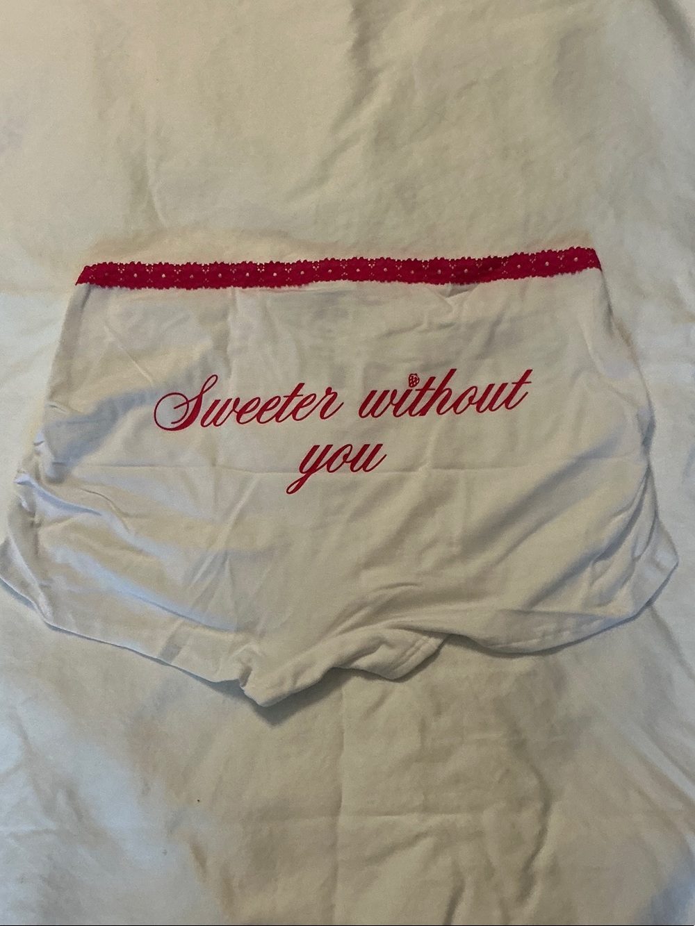 PINK Victoria's Secret White Hipster Briefs with Red Script